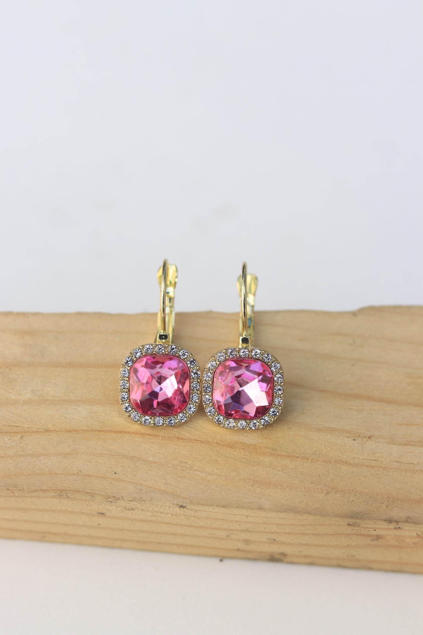 Elegant Pink Crystal Drop Earrings