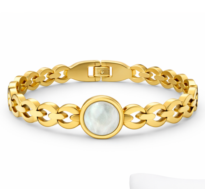 Link Bracelet with Round Accent