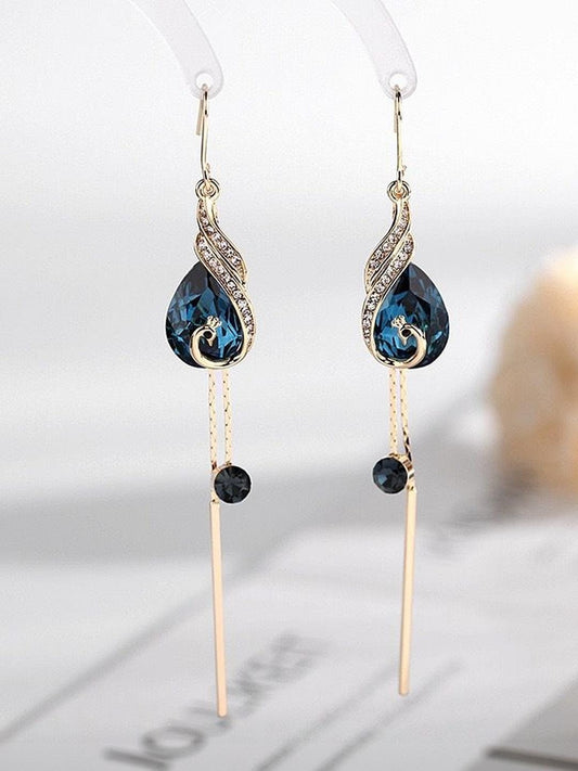 Elegant peacock drop earring