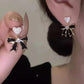 Black Bow Heart Earrings