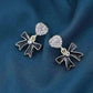 Black Bow Heart Earrings