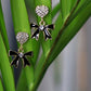 Black Bow Heart Earrings