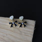 Black Bow Heart Earrings