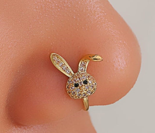 Bunny Sparkle Gold Nose Pin