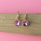 Elegant Pink Crystal Drop Earrings