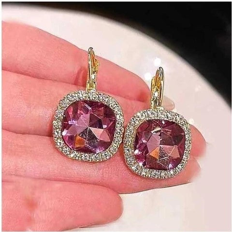 Elegant Pink Crystal Drop Earrings