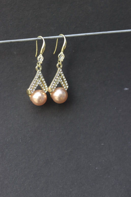 Elegant Gold-Plated Pearl Drop Earrings
