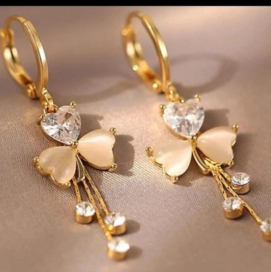 Floral Crystal Drop Earrings