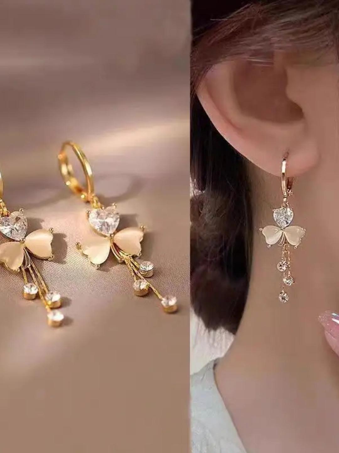 Floral Crystal Drop Earrings