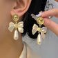 Pearl Bow Drop Earrings