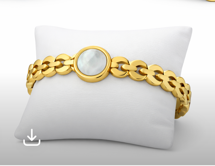 Link Bracelet with Round Accent