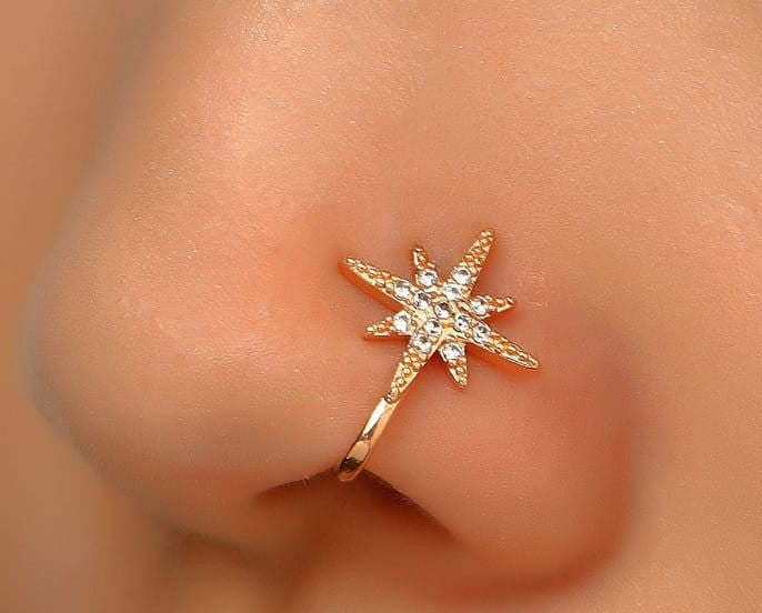 Starburst Gold Nose Ring – Dainty & Elegant
