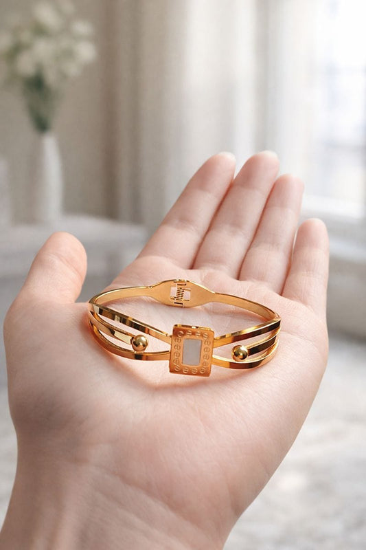 Square Charm Gold-Tone Bangle