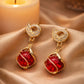 Red Stone Drop Earrings