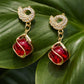 Red Stone Drop Earrings