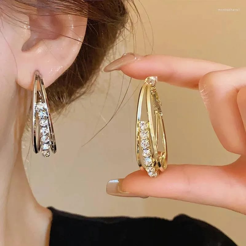 Gold-Plated Crystal Hoop Earrings