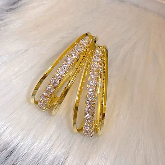 Gold-Plated Crystal Hoop Earrings