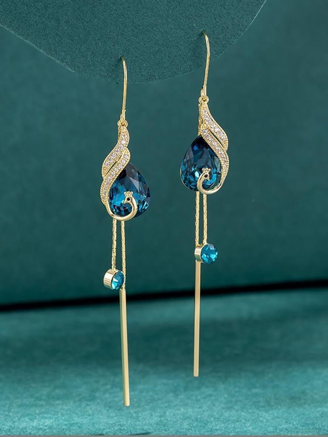 Elegant peacock drop earring
