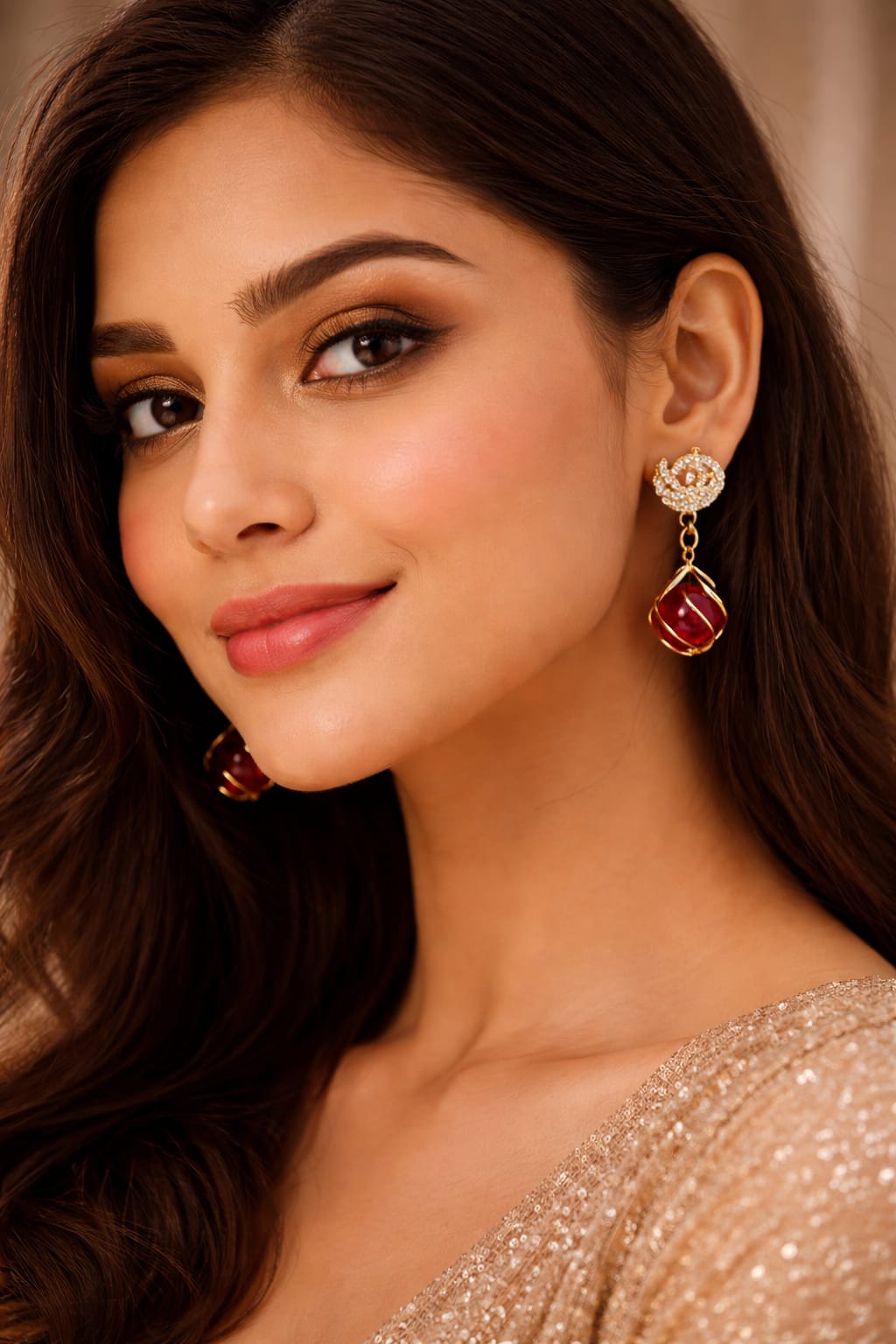 Red Stone Drop Earrings