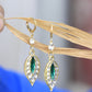 Leaf-Shaped Green & Crystal Earrings